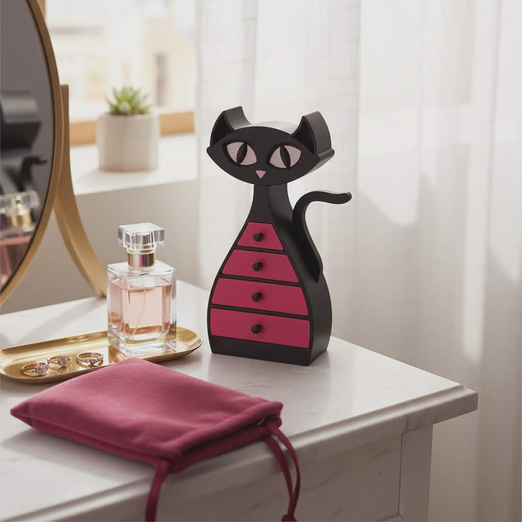 Chaos Kitty Six-Drawer Tower – The Judgiest 3D-Printed Jewelry Box on Earth
