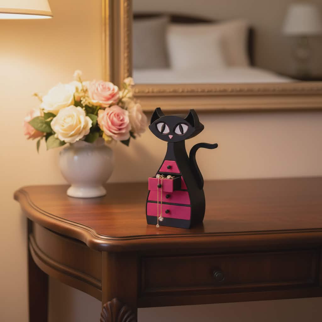 Chaos Kitty Six-Drawer Tower – The Judgiest 3D-Printed Jewelry Box on Earth
